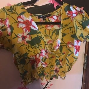 Yellow floral crop top